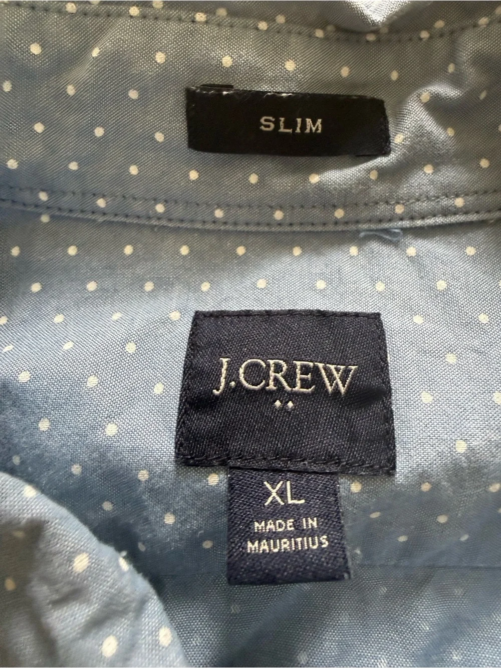 J.Crew Slim Fit XL Blue White Dot Button Down Shirt Mens Long Sleeve